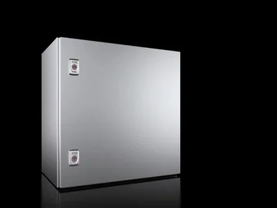 Rittal AX 1013.000 AX kompakt pano, GYD: 500x500x300 mm, paslanmaz çelik 14301, montaj plakalı, tek kapılı, iki mandallı kilit