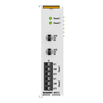Beckhoff KM2652 Bus Terminal module, 2-channel digital output, 230 V AC, 6 A, manual/automatic operation