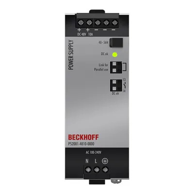 Beckhoff PS2001-4810-0000 Power supply PS2000; output: 48 V DC, 10 A; input: AC 100…240 V/DC 110…150 V, 1-phase