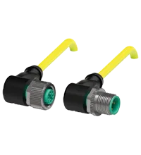 Pepperl+Fuchs V1-W-YE2M-PVC-U-V1-W Cordset M12 socket angled to M12 plug angled A-coded, 4-pin, PVC cable yellow, UL approved