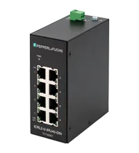 Pepperl+Fuchs ICRL2-U-8RJ45-DIN Ethernet unmanaged switch with 8 RJ45 ports and extended temperature range