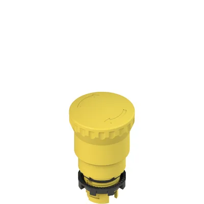 Pizzato E2 1PERZ4551 Yellow mushroom pushbutton, turn to release