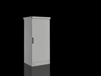 Rittal CS 9783.530 Outdoor Basic enclosure, WHD: 600x1200x500 mm, aluminium, with 100 mm transport plinth and rain canopy, single door at the front